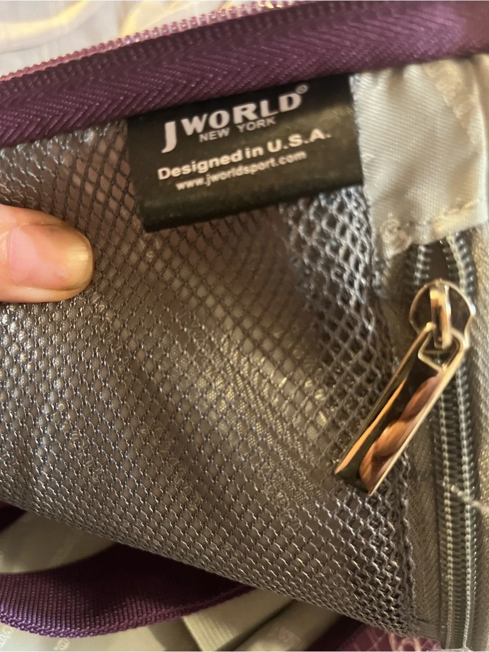 J World Messenger Lap Top Purple Canvas Material Bag Handle & Shoulder Strap